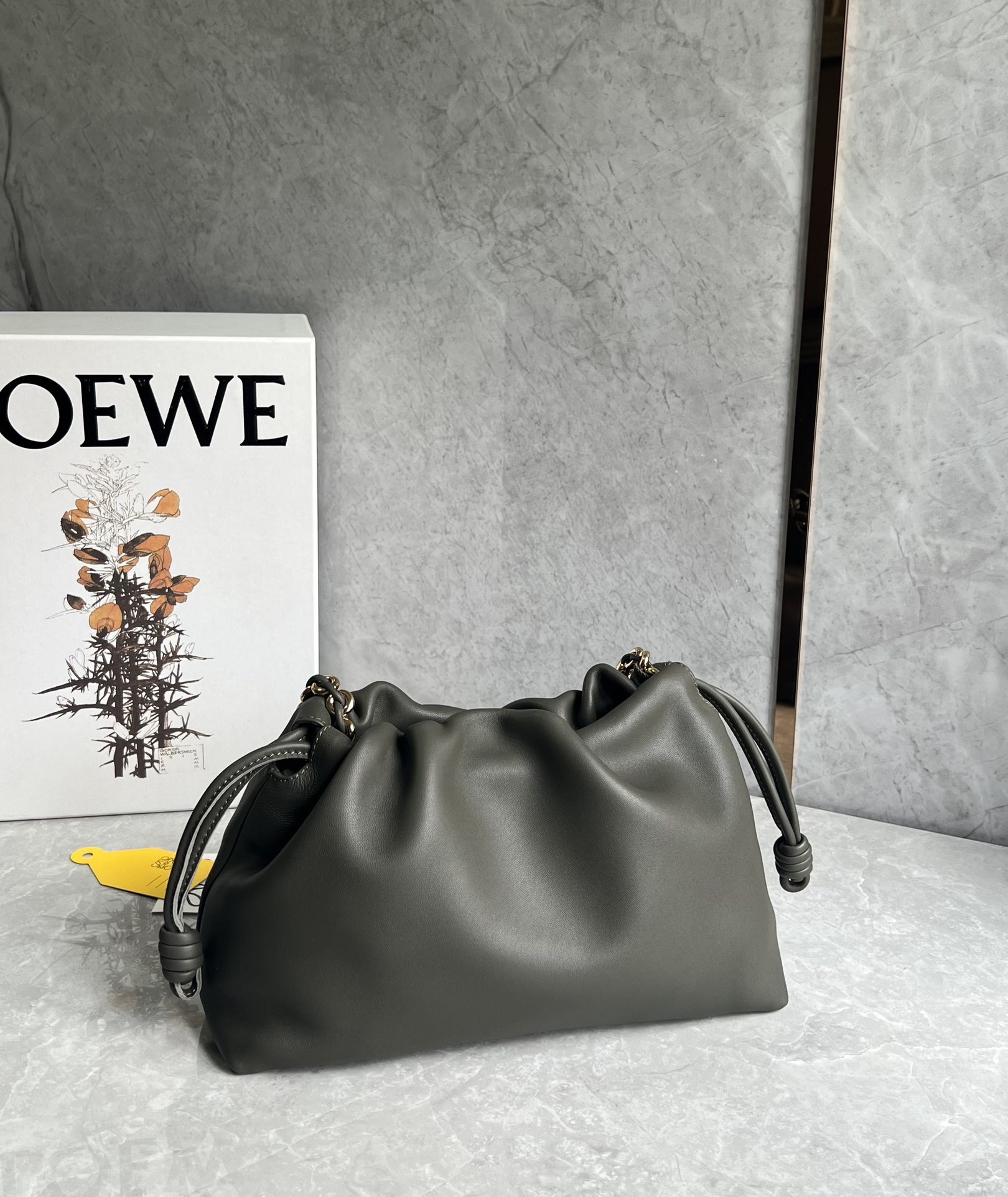 Loewe Medium Flamenco Purse in Mellow Nappa Lambskin Black Grey